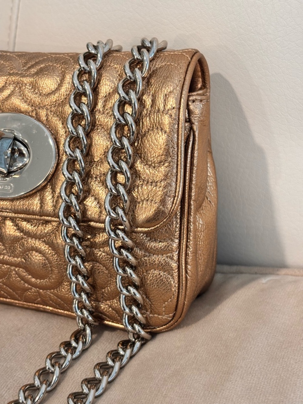 COACH Madison Metallic Leather Chain Mini Bag (Style #42727) - Picture 4 of 16